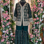 Short Kurti Gharara Suit With Thread Work