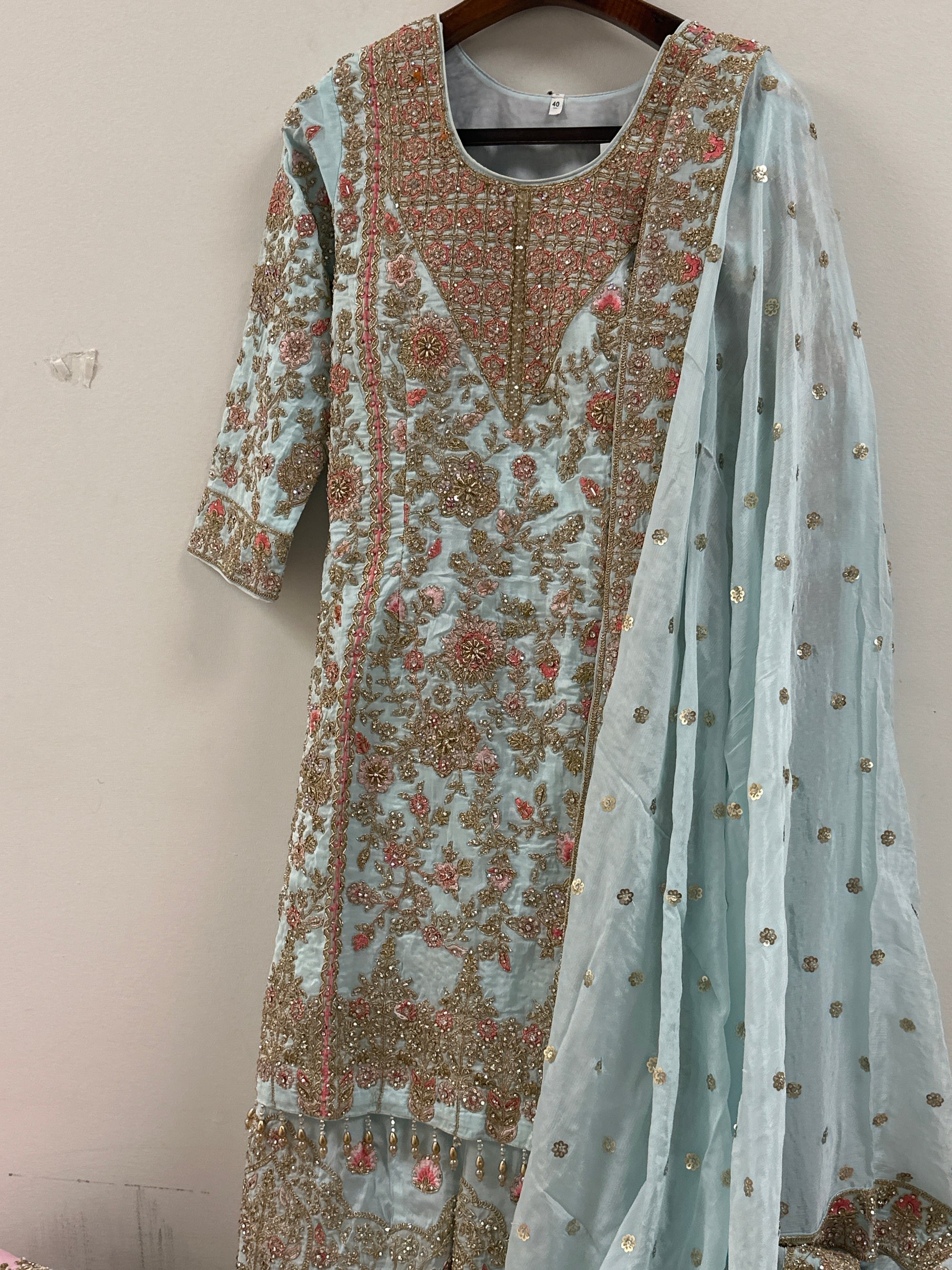 Floral Embroidery Sharara Suit