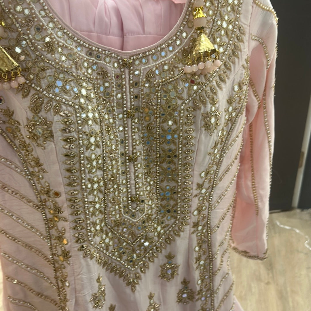 Mirror Work Shirt With Plain Gharara