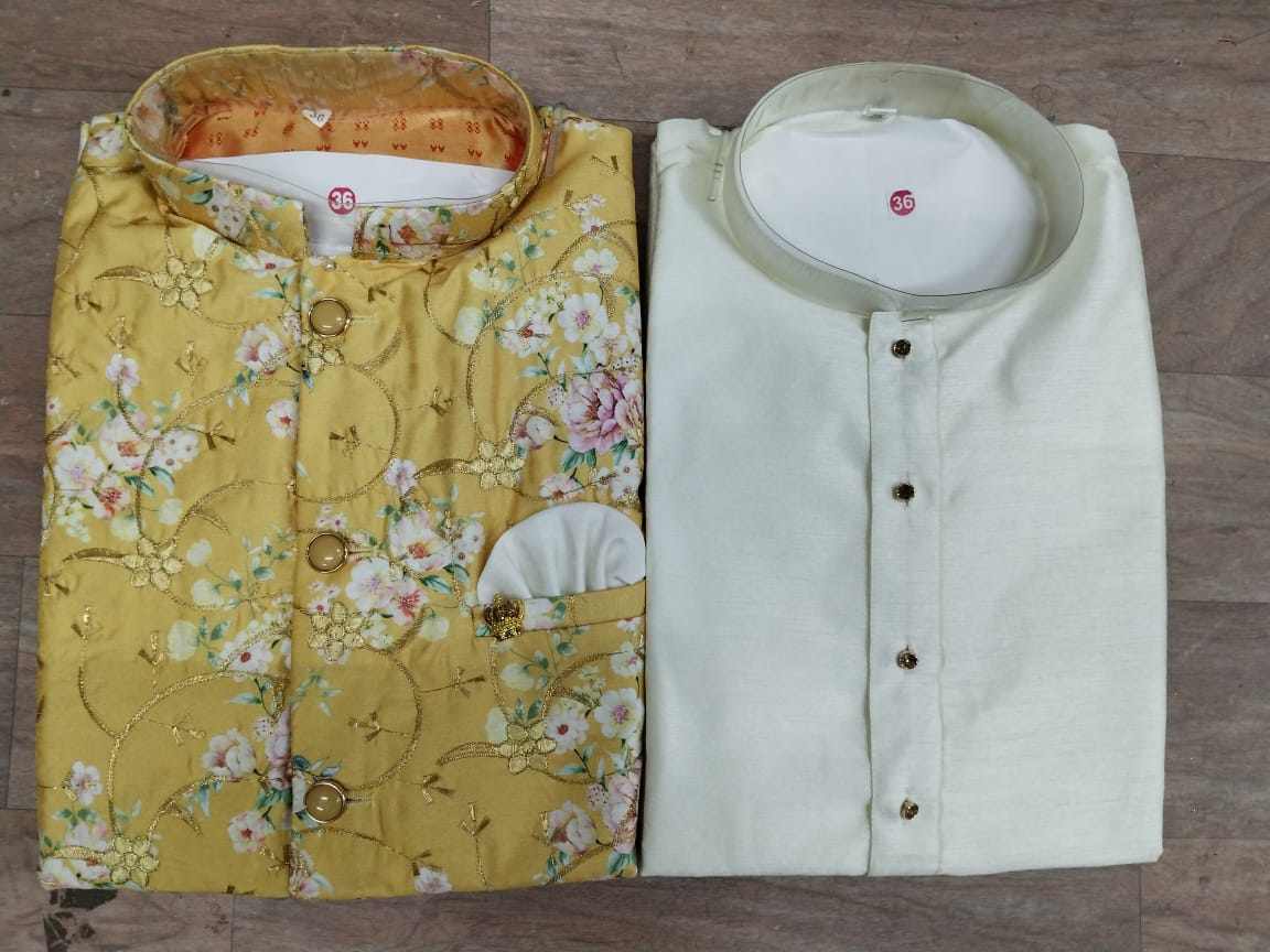 Kurta Pajama With Floral Vest