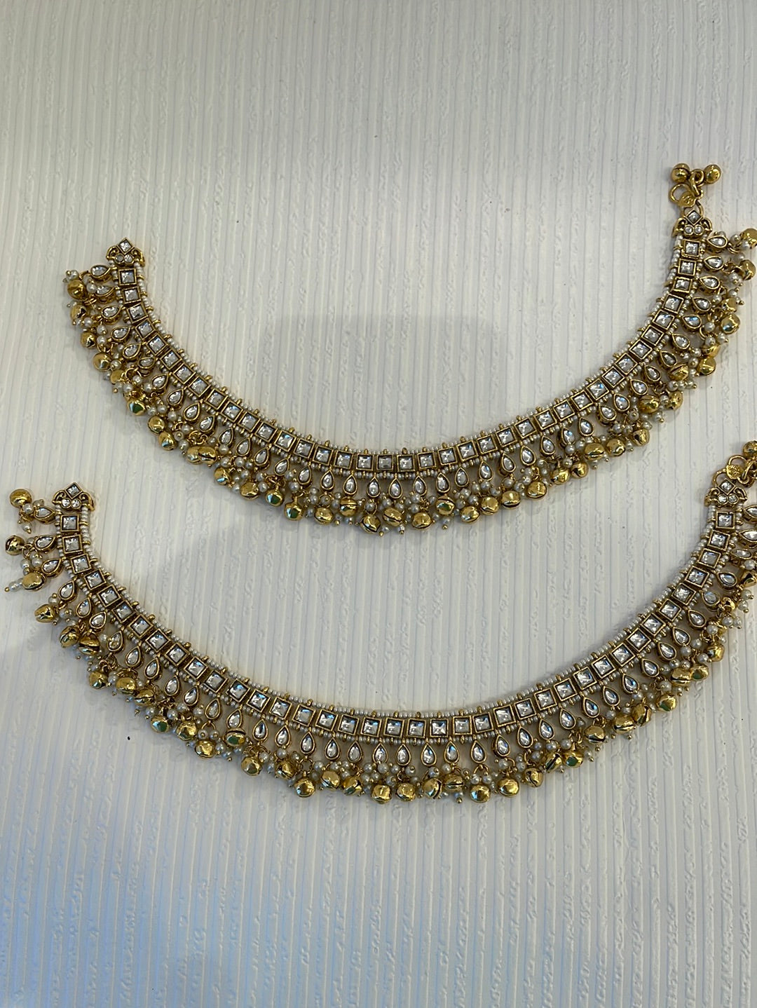 Pearl And Jingle Kundan Anklets