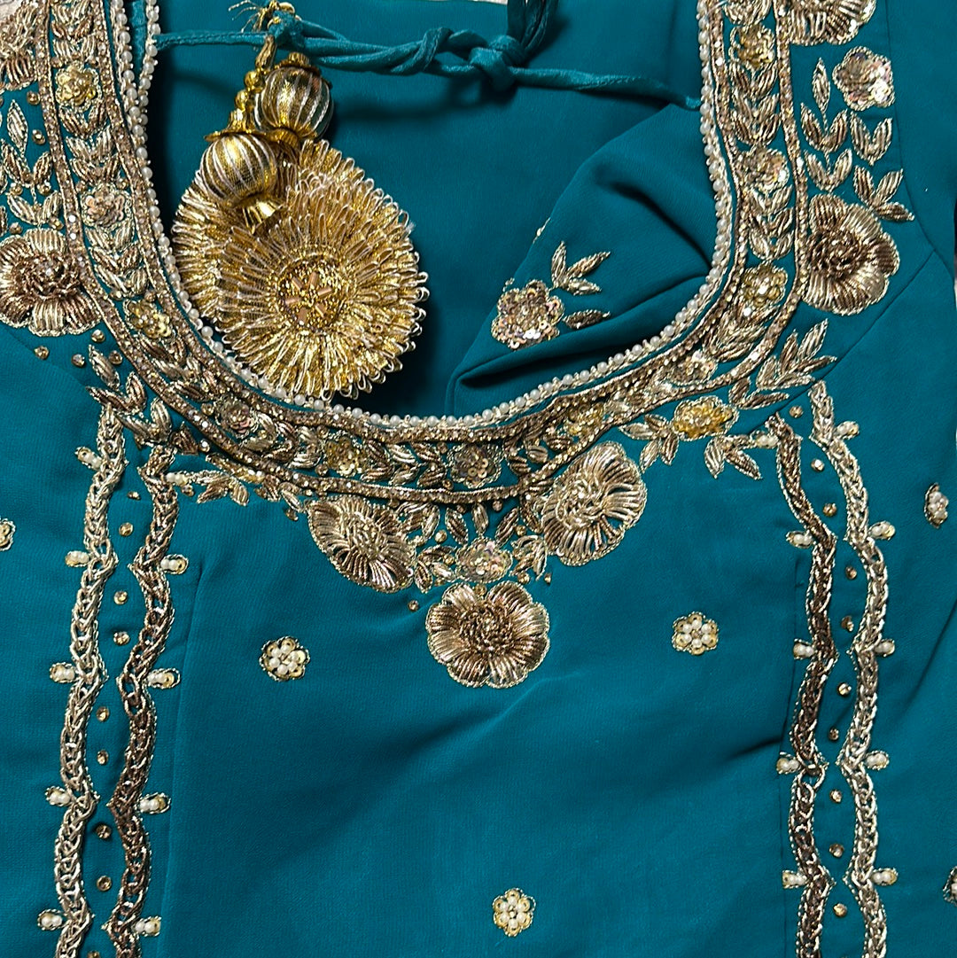 GOLD AND ROSE GOLD EMB SHARARA SUIT