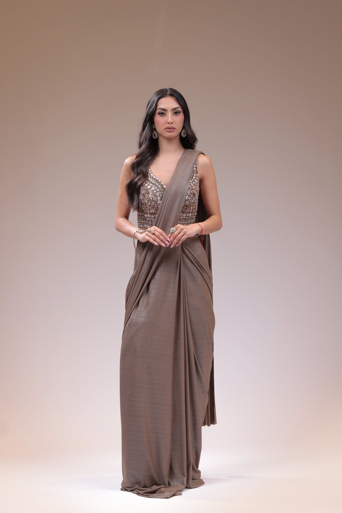 Attached Drape Saree with Embroidered Jacket