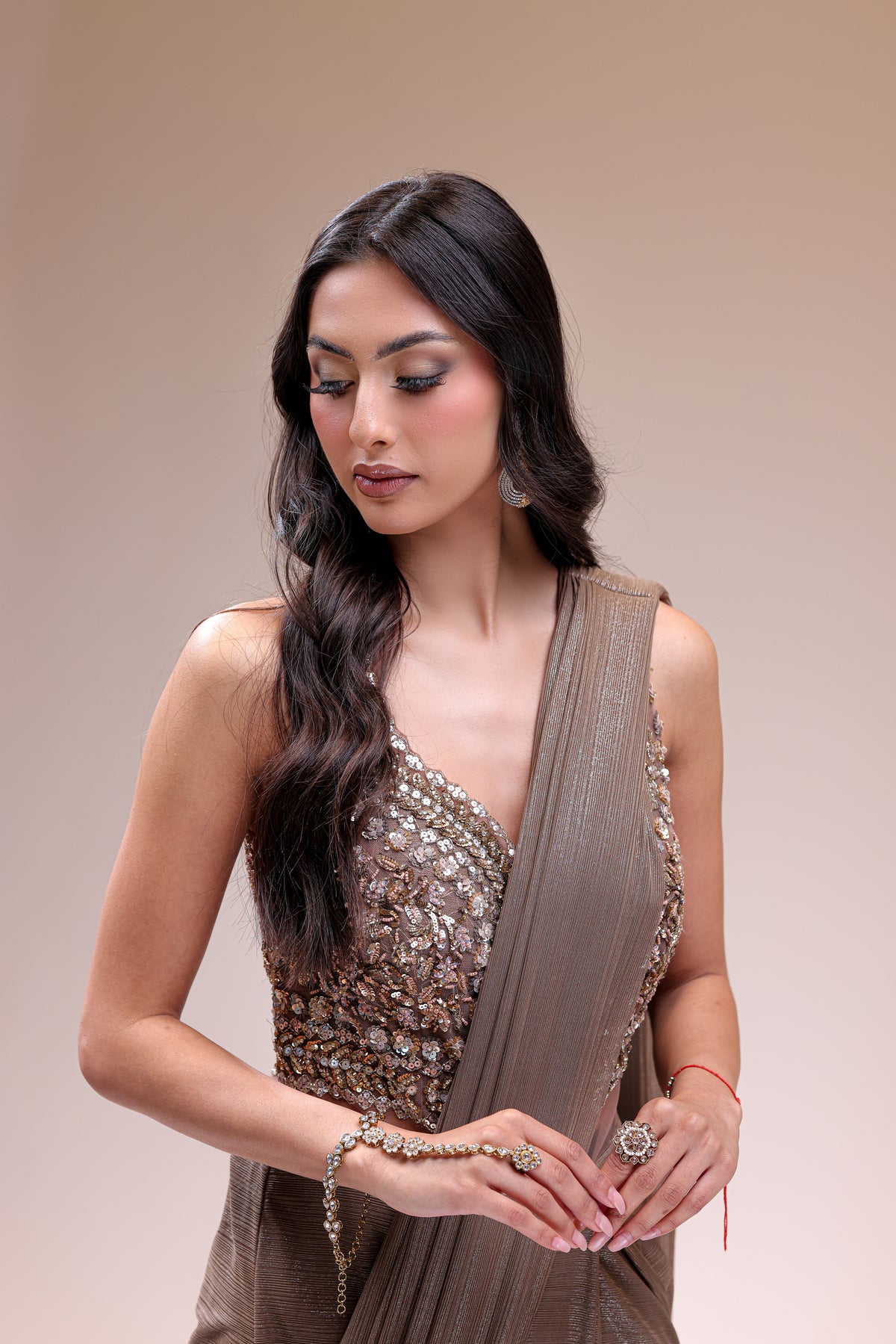 Attached Drape Saree with Embroidered Jacket