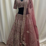 Charming Dusty Rose Lehenga with Half Sleeves