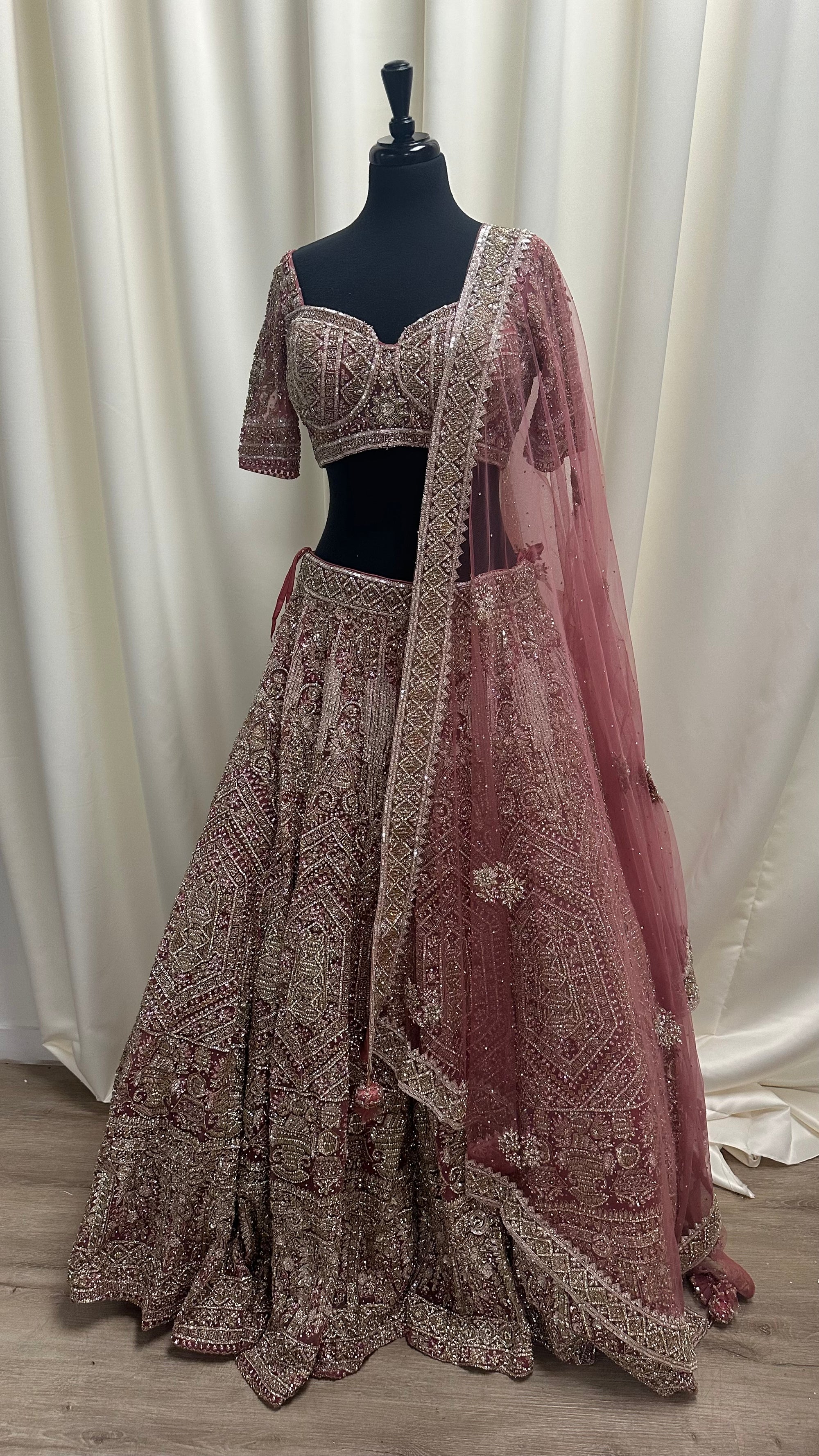 Charming Dusty Rose Lehenga with Half Sleeves