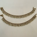 Elegant Pearl And Faux Kundan Anklets