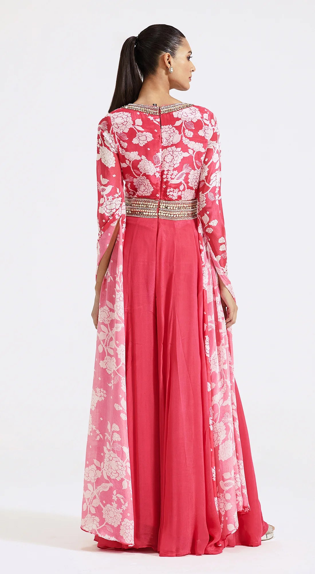 Pink Jumpsuit With Cape Sleeves