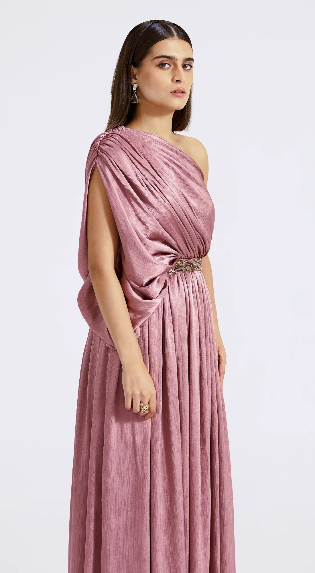 One Shoulder Draped Gown