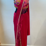Hot Pink Beaded Drape Saree