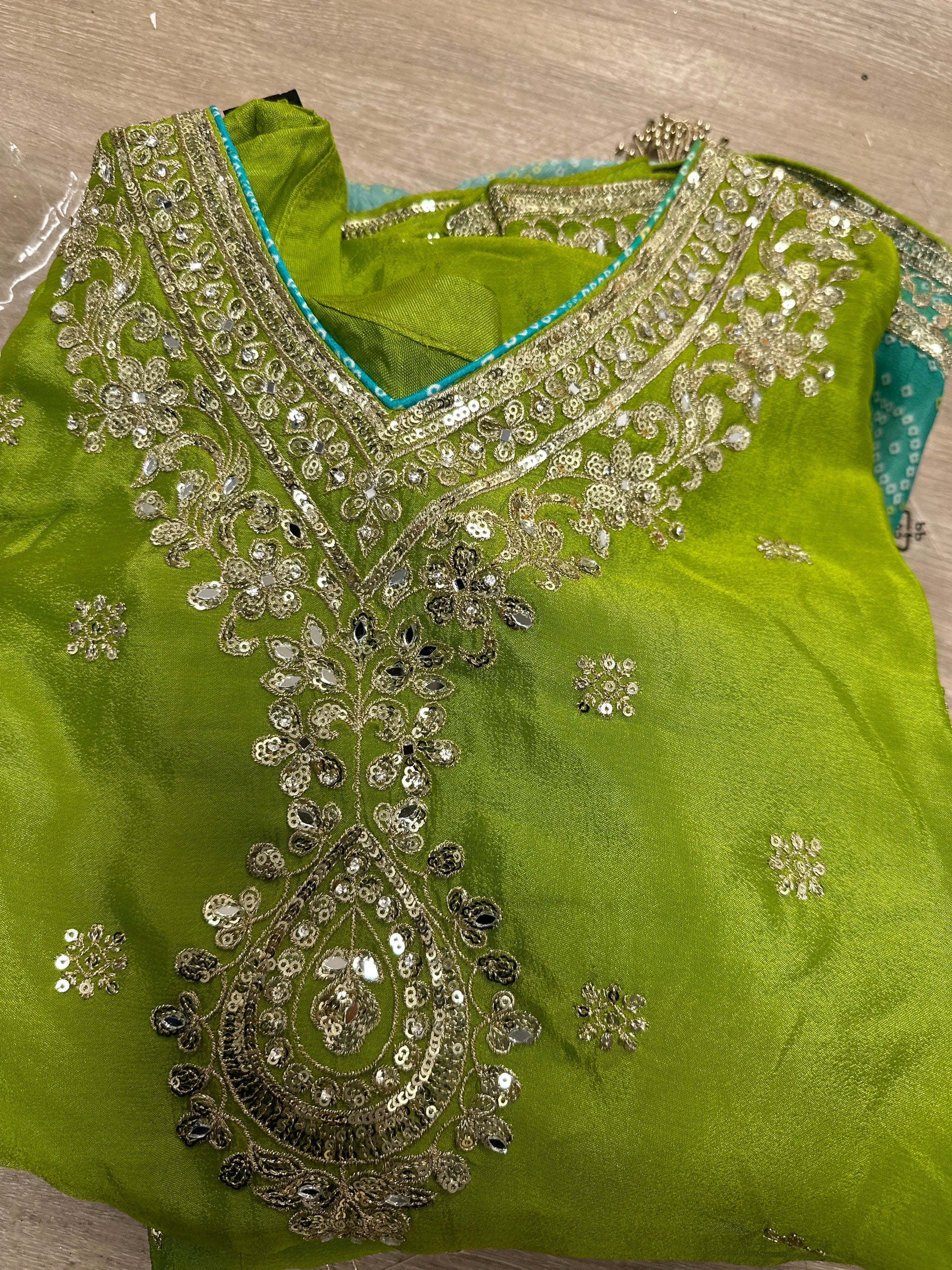 Sequins Work Sharara Suit with Bandhani Dupatta