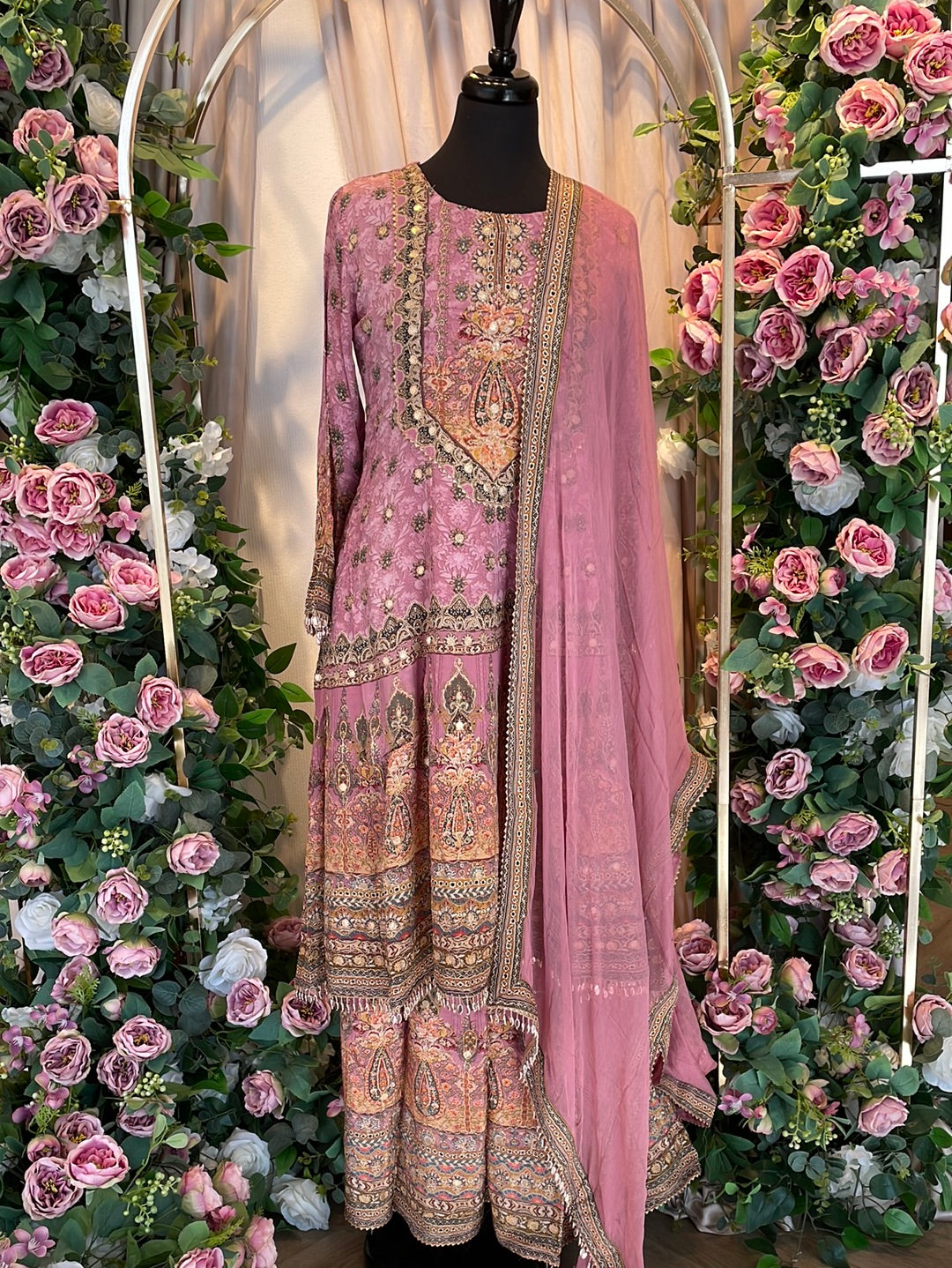 Magnificent Digital Print Anarkali Suit With Sharara