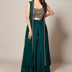 Crop top Sharara Set with Jacket