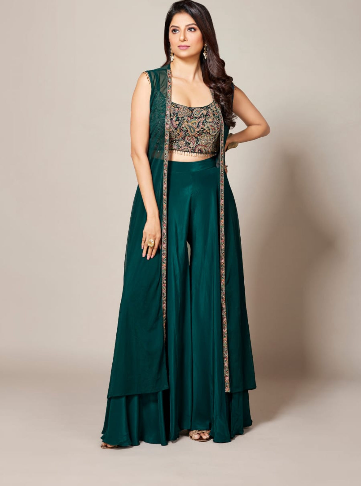 Crop top Sharara Set with Jacket