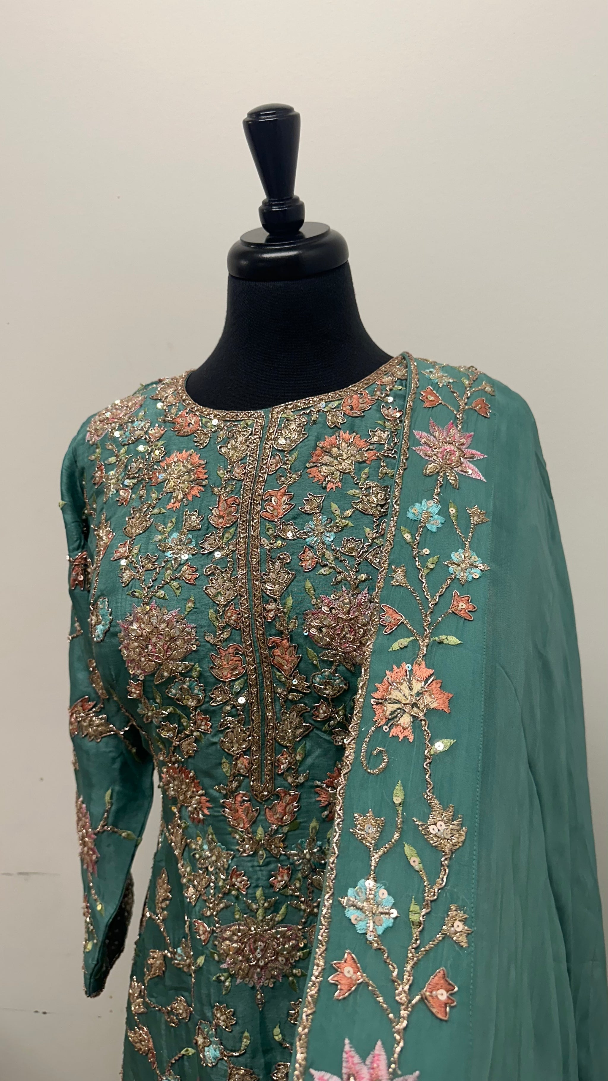 Floral Hand Embroidery Sharara Suit