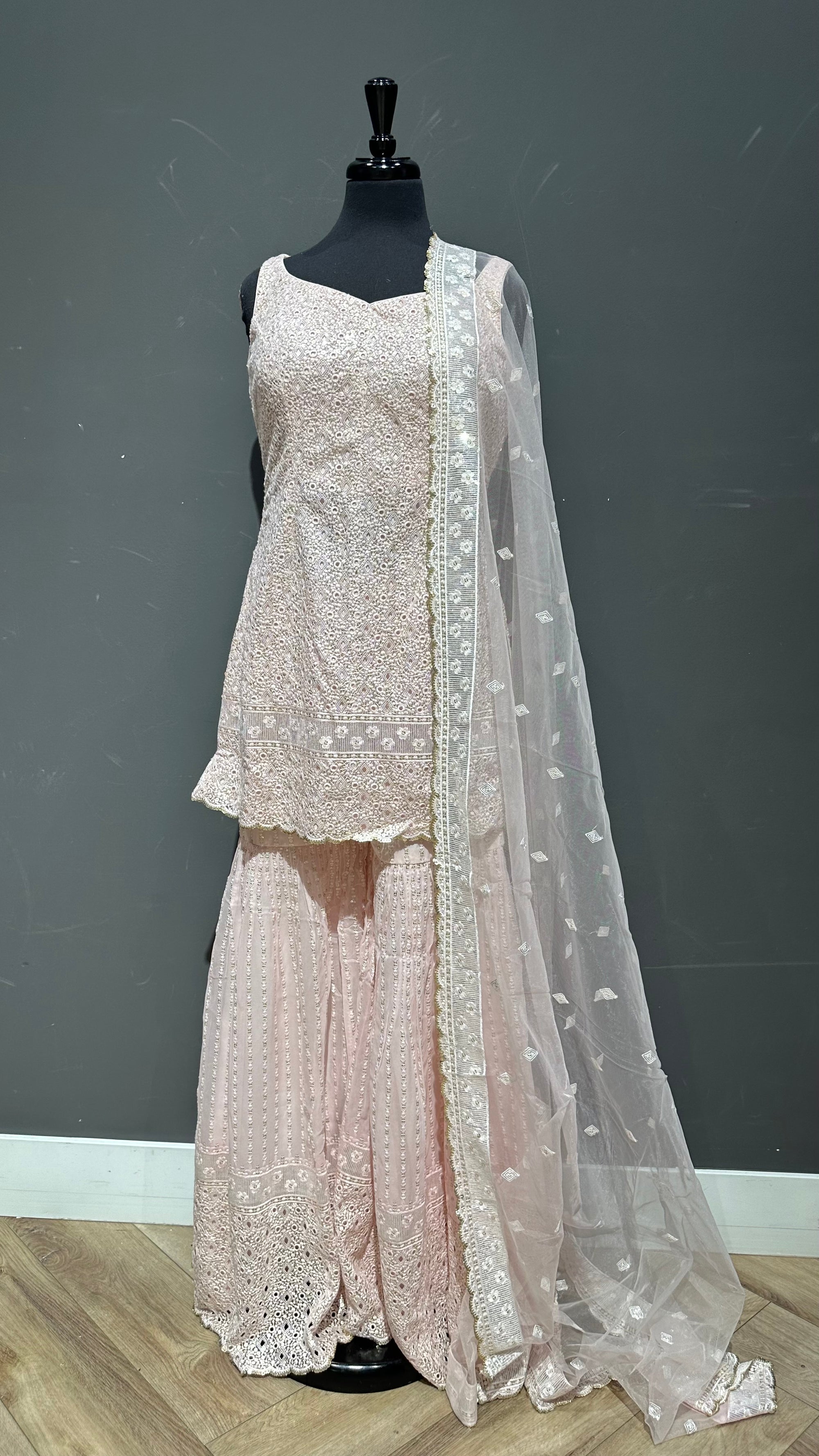 Chikankari Embroidery Gharara Suit