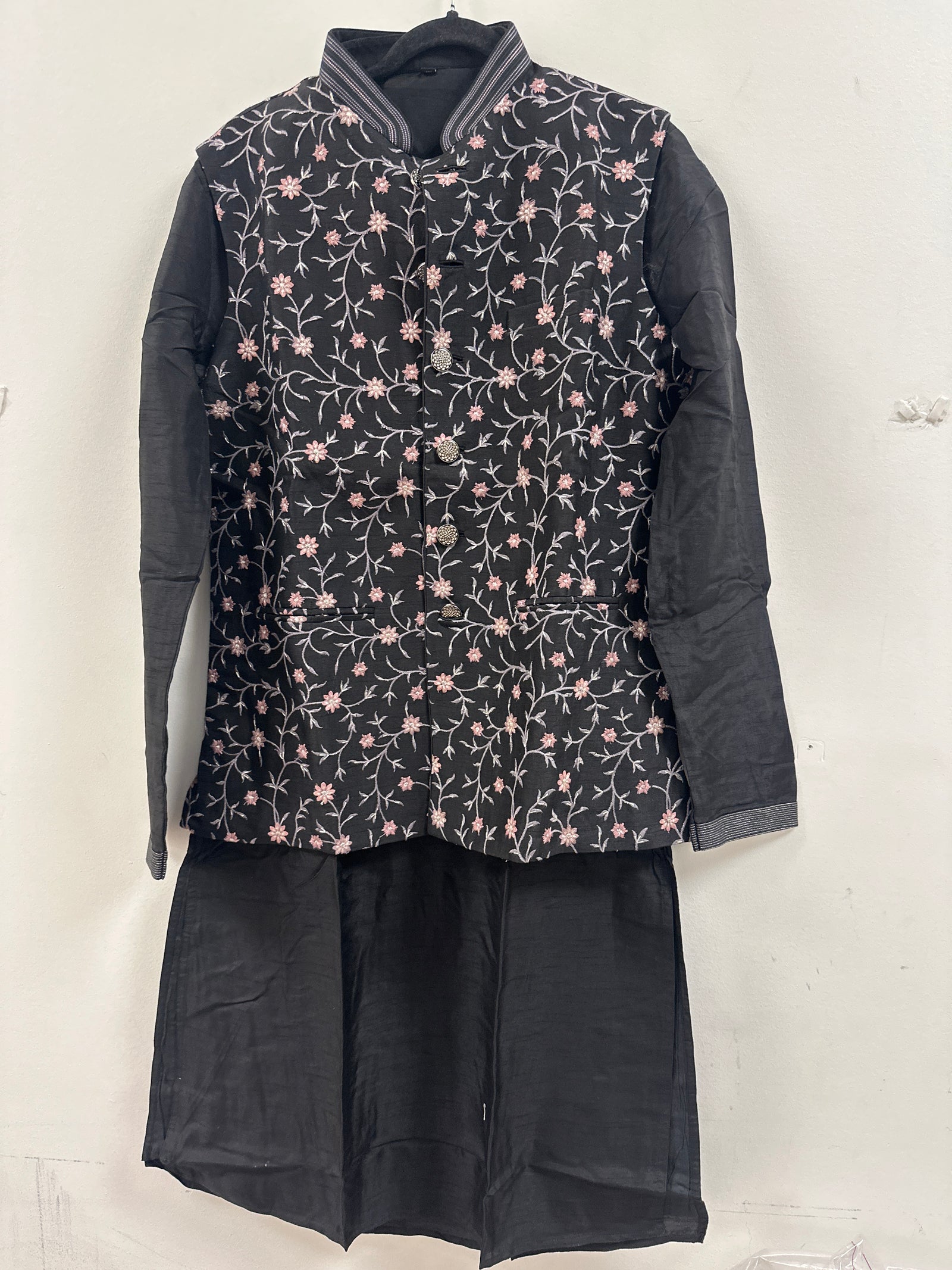 Embroidered Vest Kurta Pajama