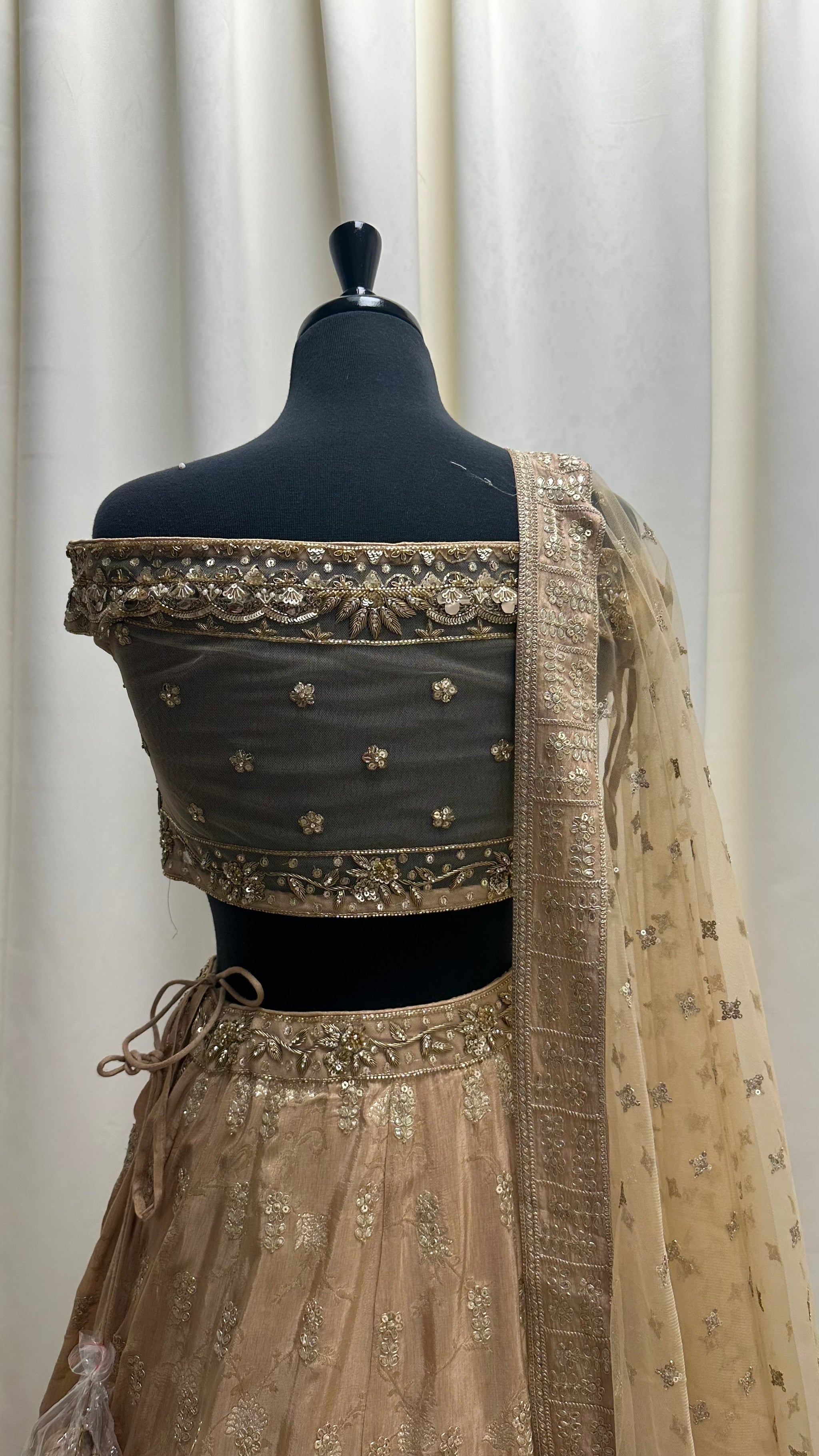 Off Shoulder Blouse with Banarsi lehenga