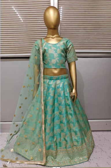 Girl's Banarsi Lehenga With Net Dupatta