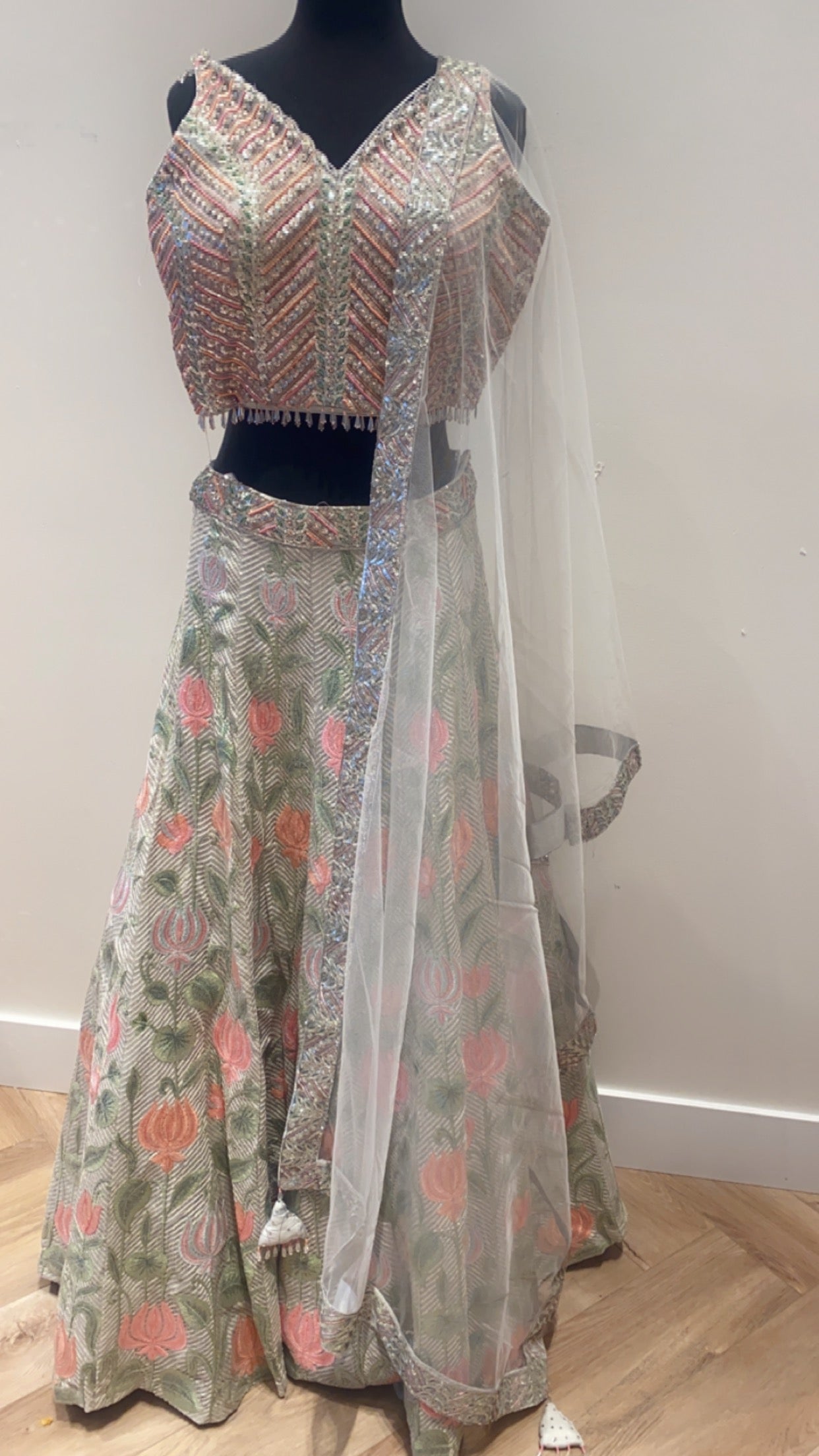 Floral Thread Embroidery Lehenga