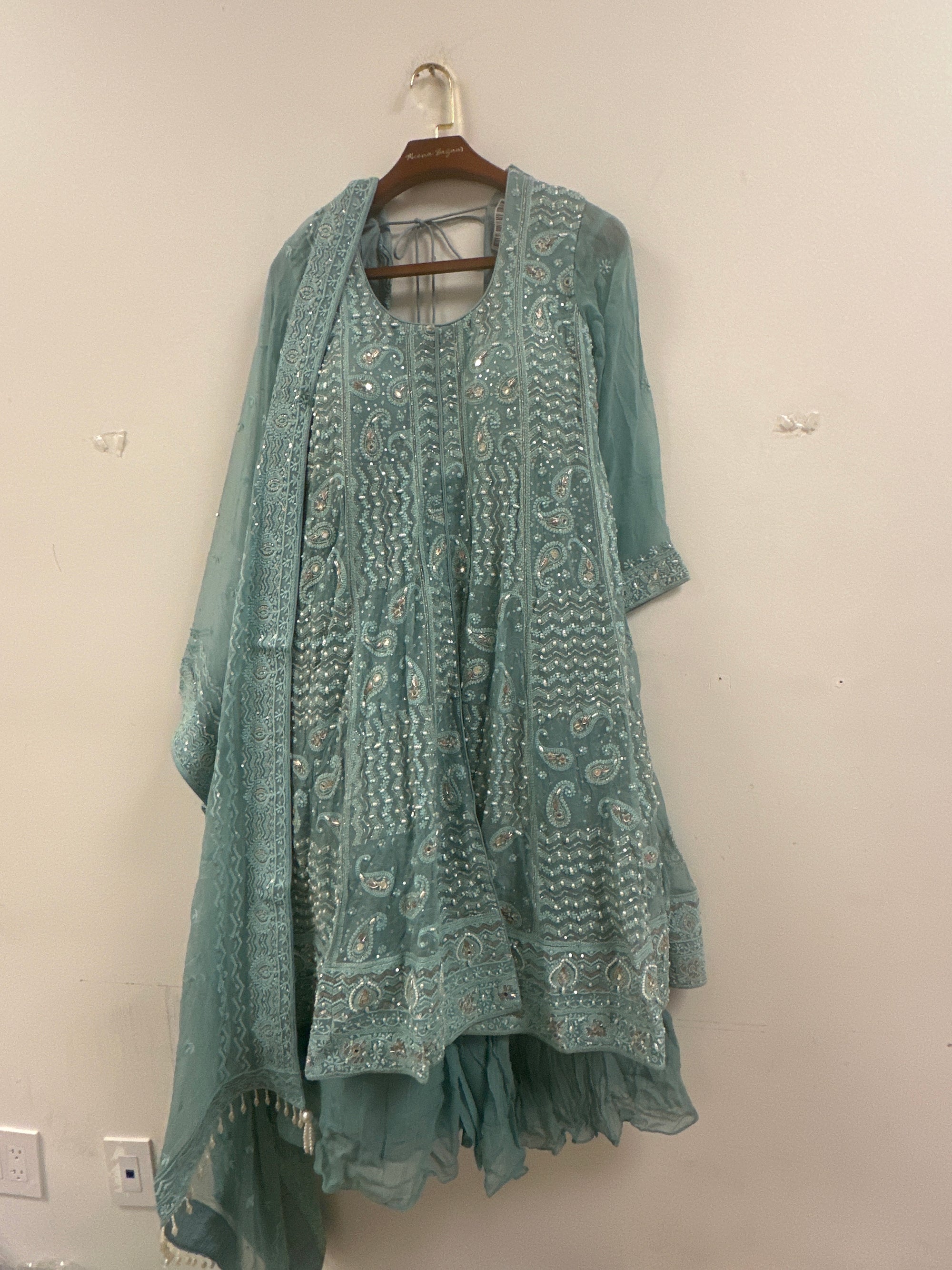 Chikankari Long Shirt Lehenga Set