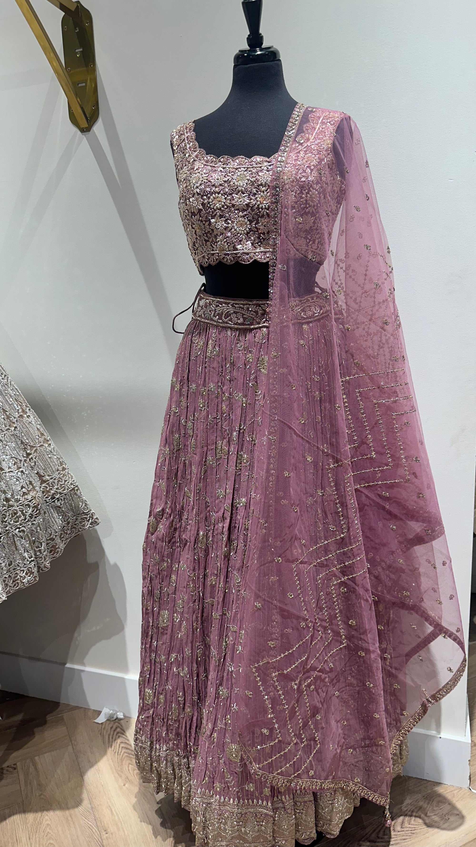 Dazzling Blouse With Detailed Lehenga