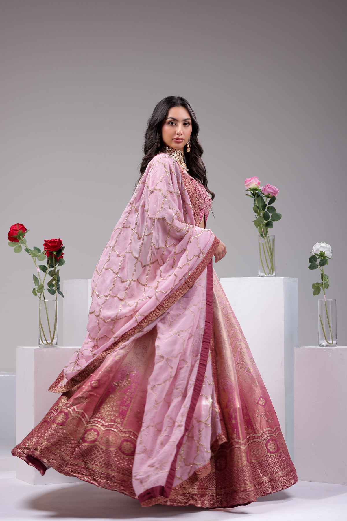 Double Tone Banarsi Peacock Lehenga