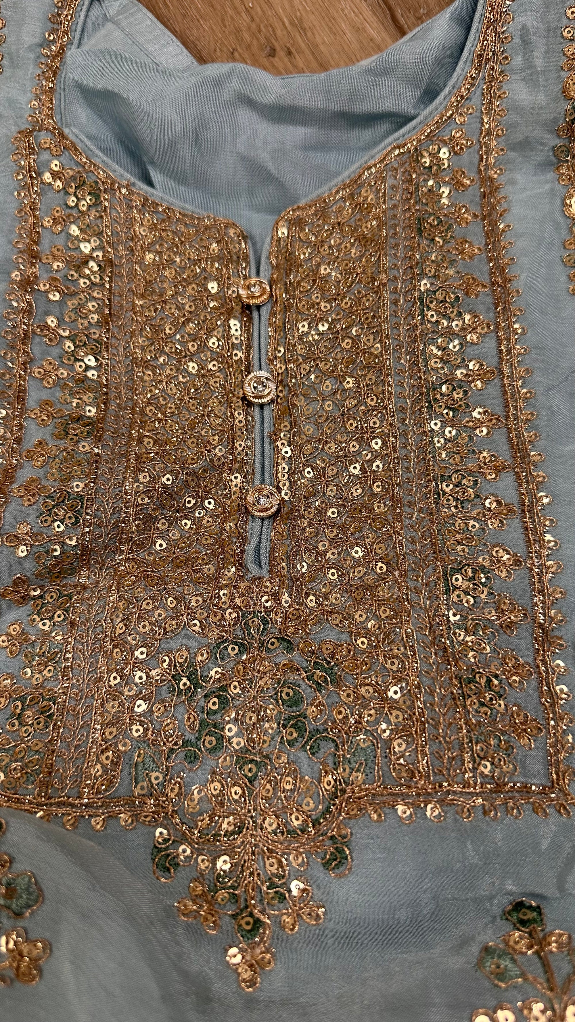 Gold Emb Gharara Suit