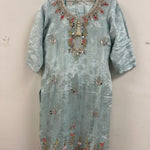 Pant Suit with Pastel Coloured Embroidery