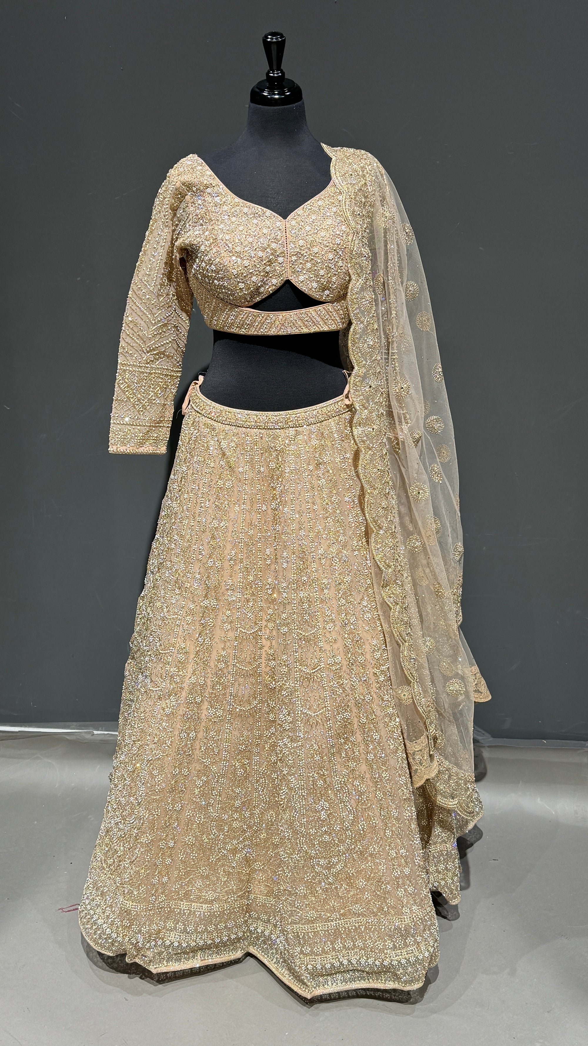 Sequins Backless Lehenga with Waist Belt