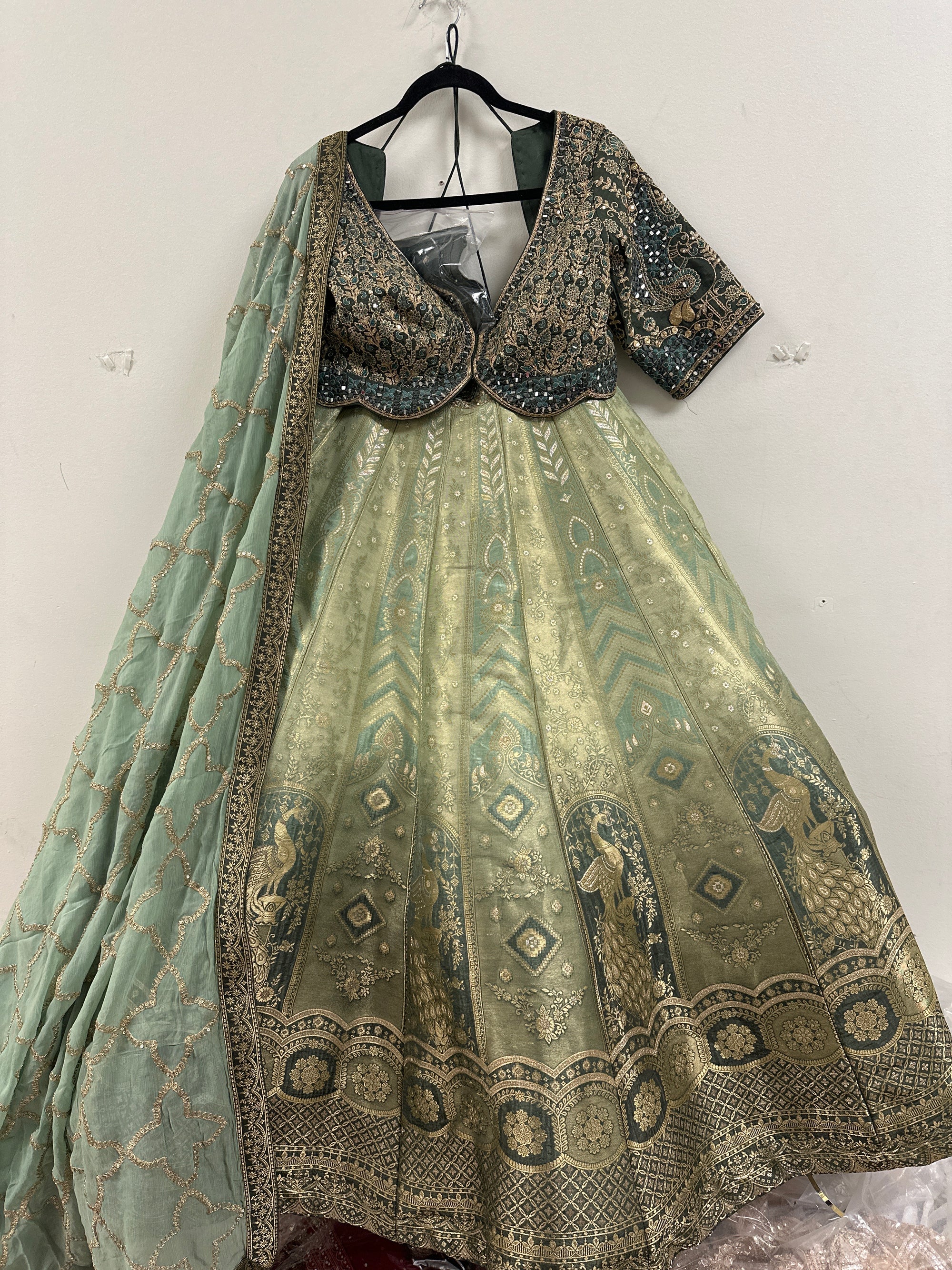 Double Tone Banarsi Peacock Lehenga