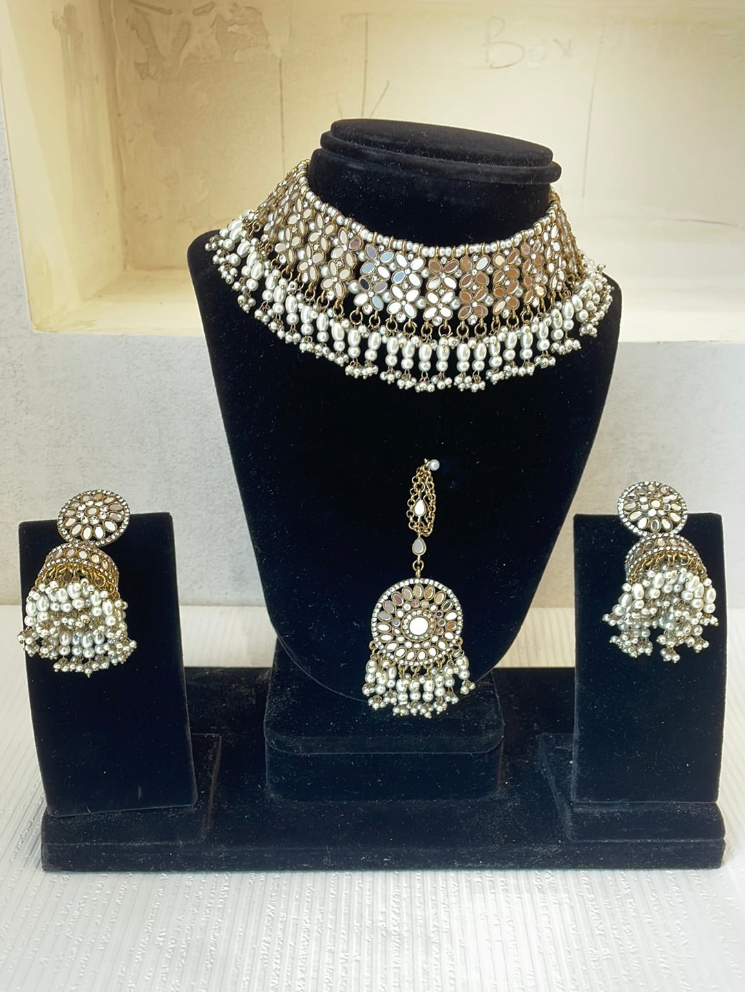 Mirror Work Jhumki Choker Set