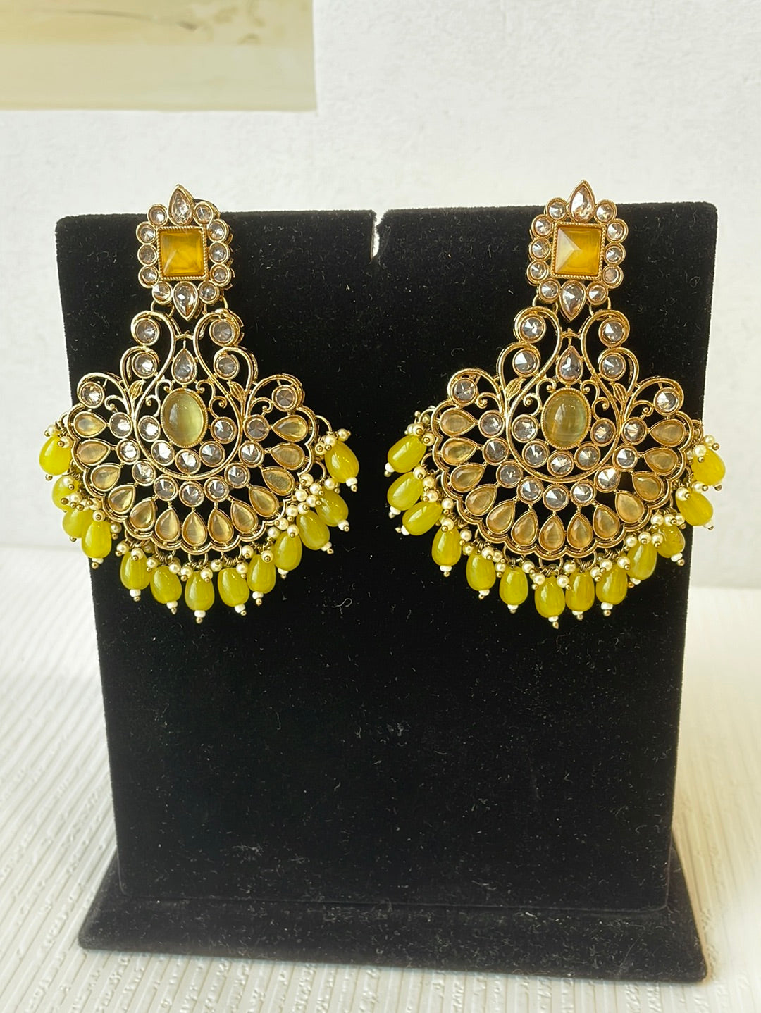 Long Faux Kundan Earrings