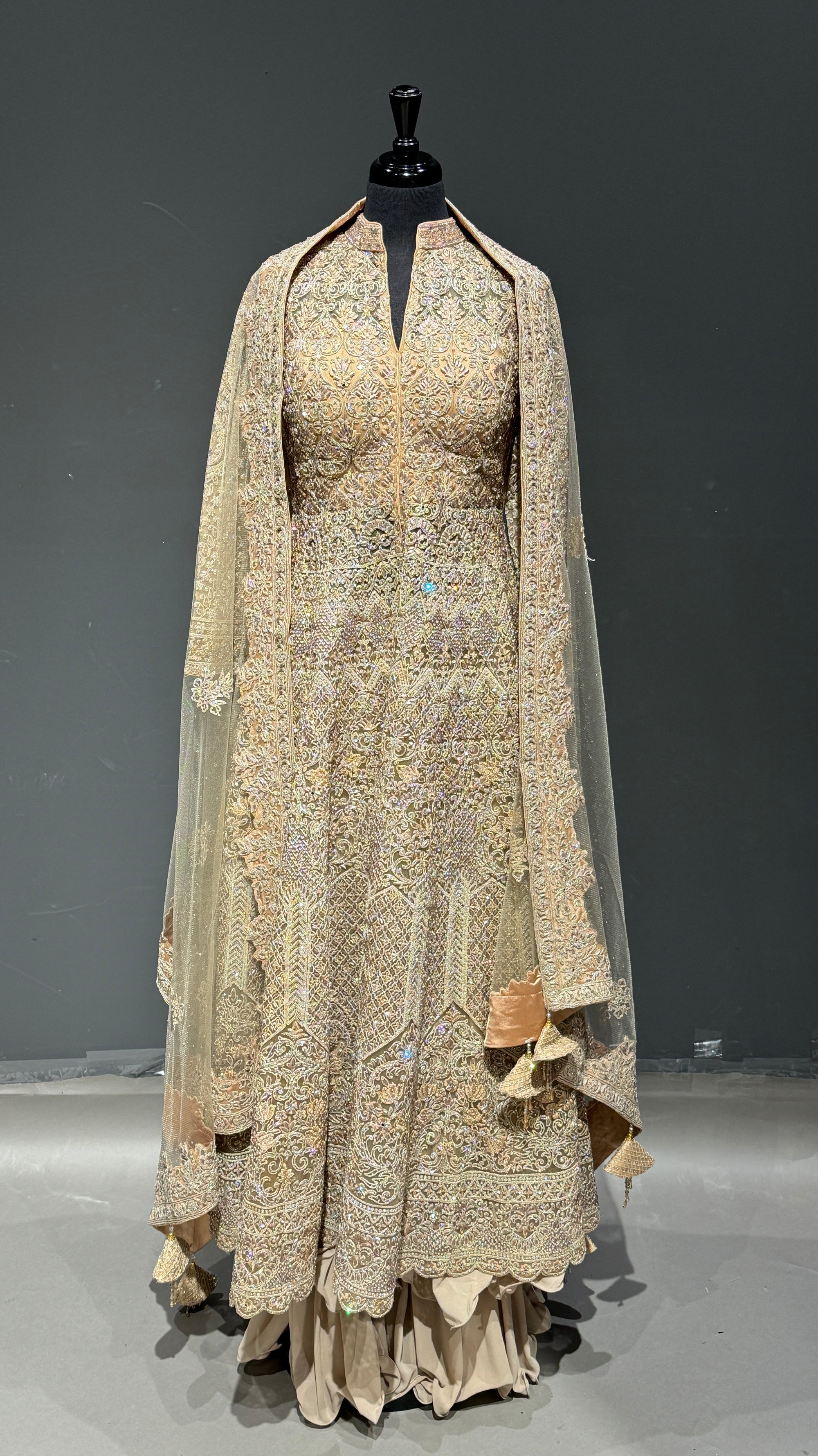 Gorgeous Anarkali Jacket Style with Stone Lehenga