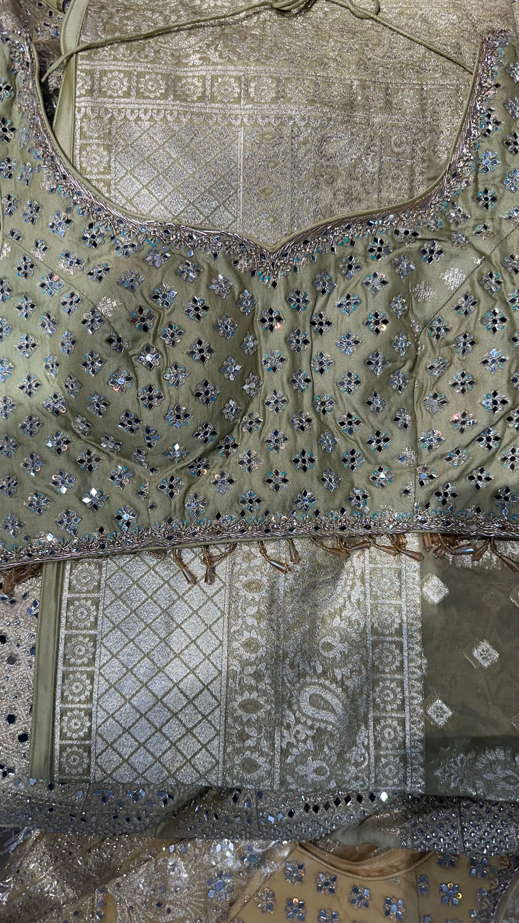 Mirror Work Blouse with Banarsi Lehenga