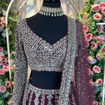 Royal Maroon Mirror Work lehenga With Heavy choli