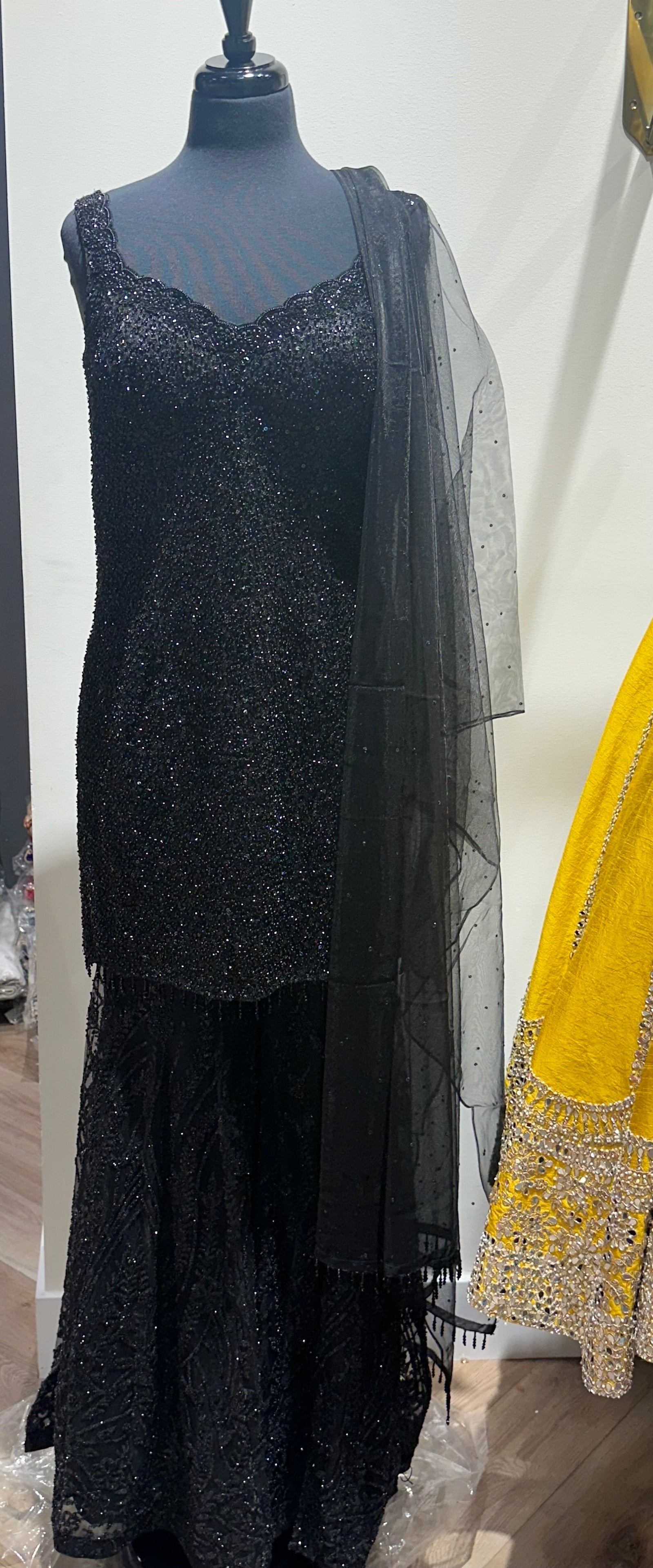 DAZZLING BLACK SHARARA SUIT