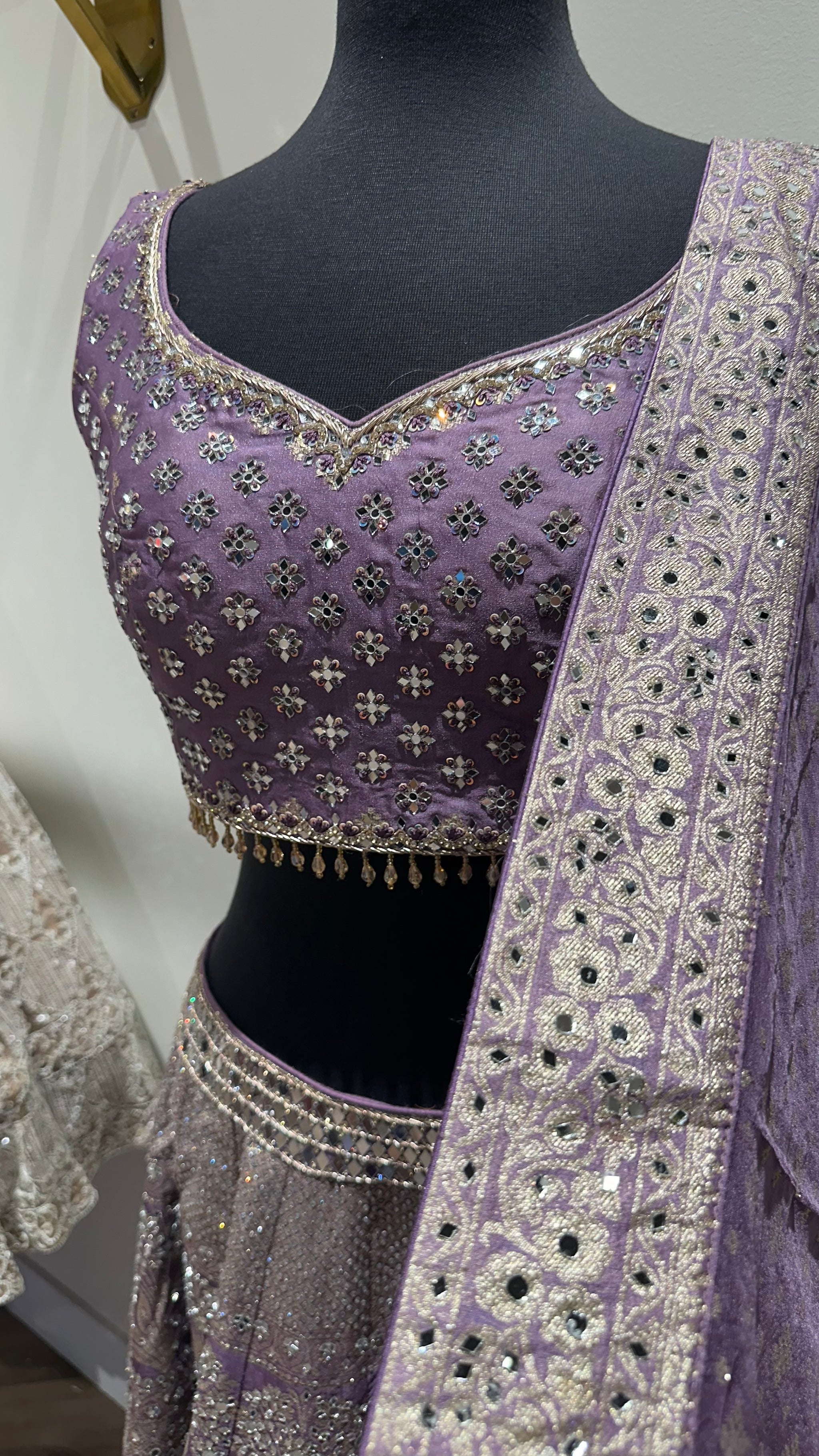 Mirror Work Blouse with Banarsi Lehenga