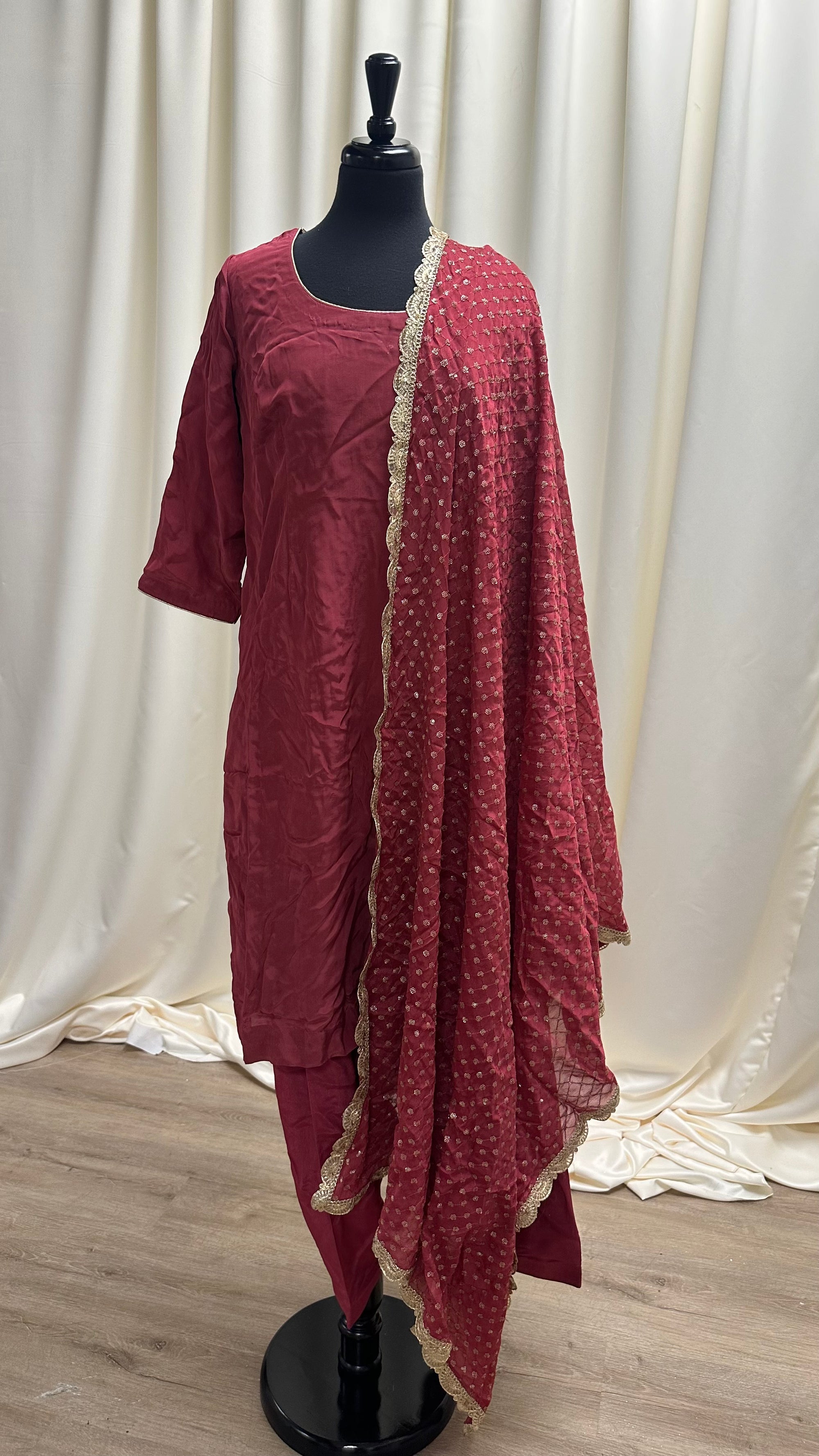 Plain Salwar Suit with seq Work Dupatta