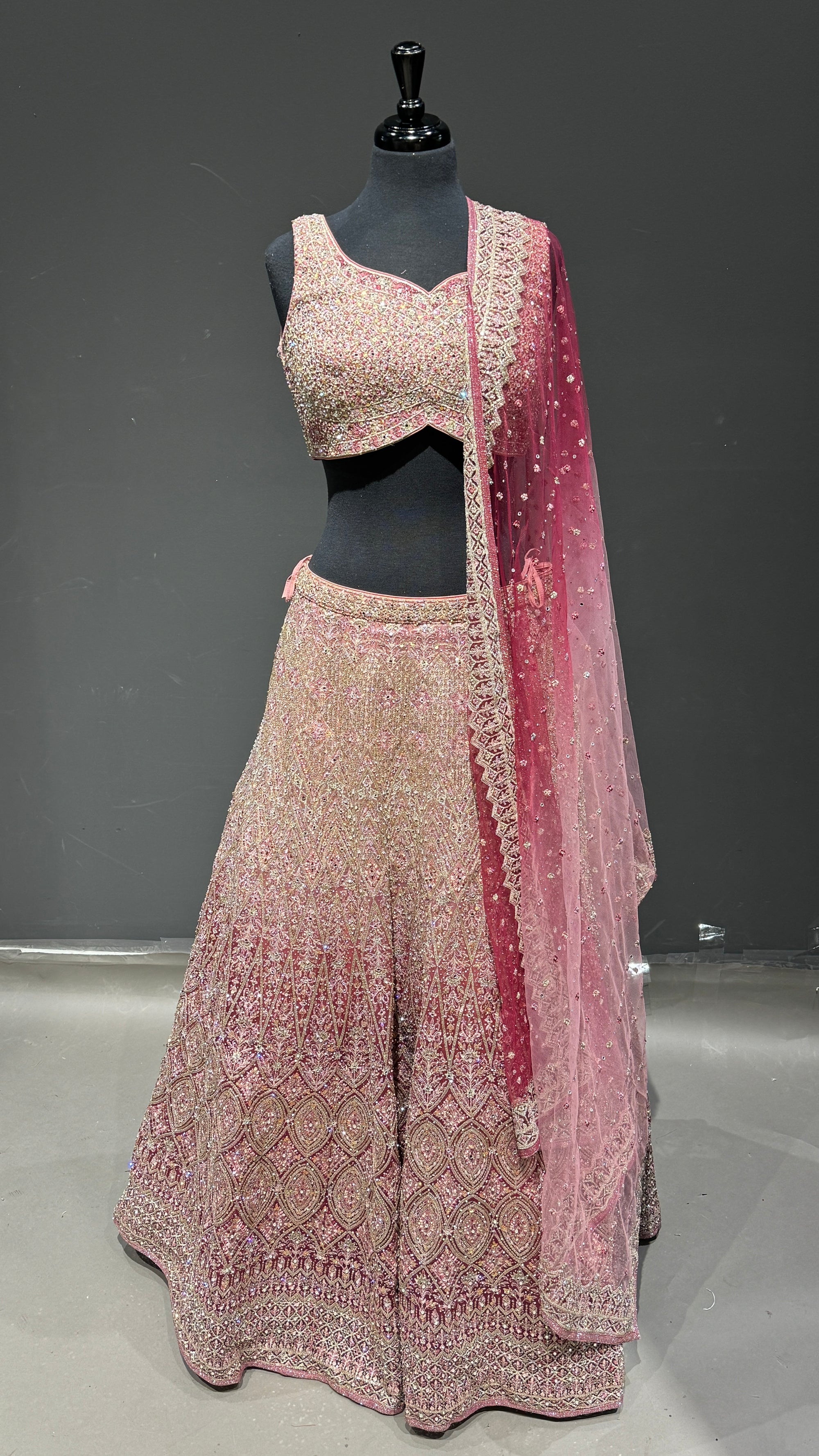 Crop Top Lehenga Choli with Wafer-Thin Embroidery