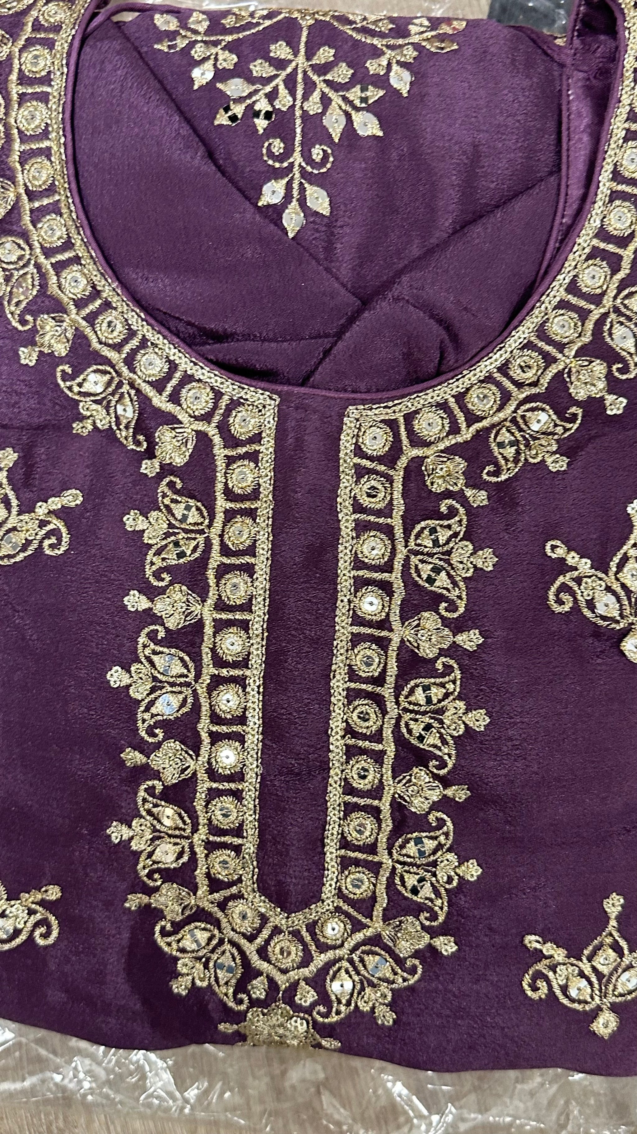 Gold Emb Sharara Suit