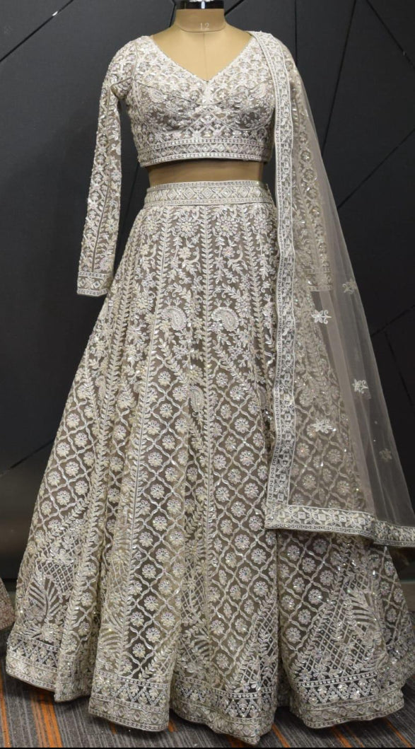 Thread Embroidery Lehenga Set