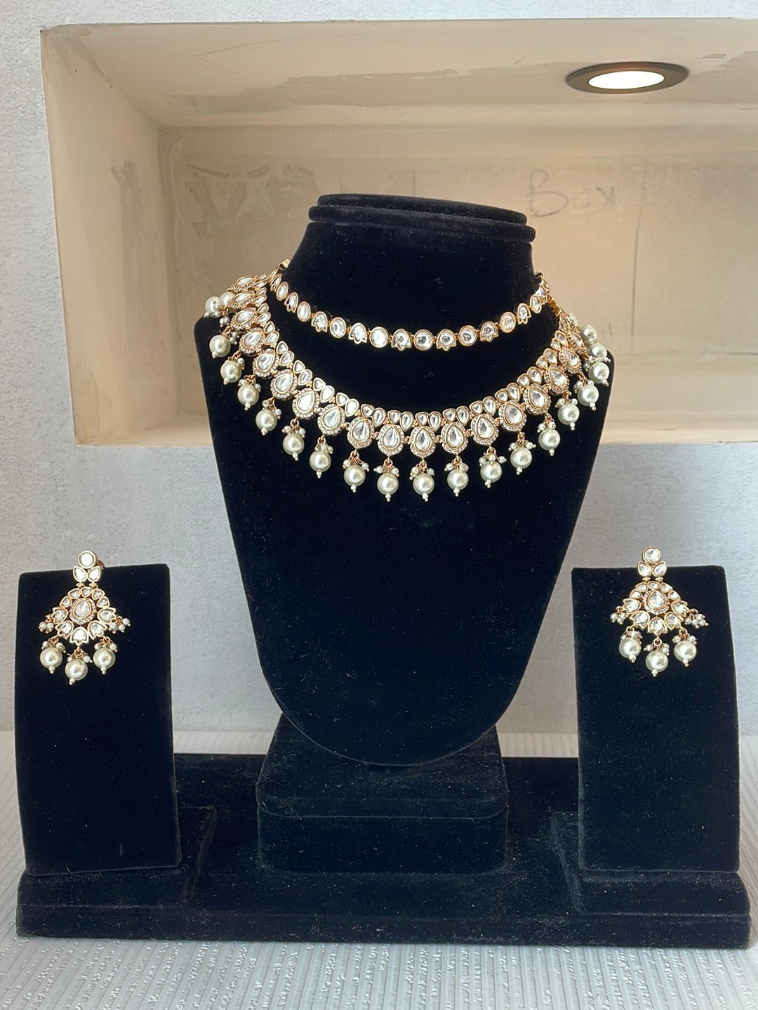 Double Layer Kundan And Pearl Choker Set