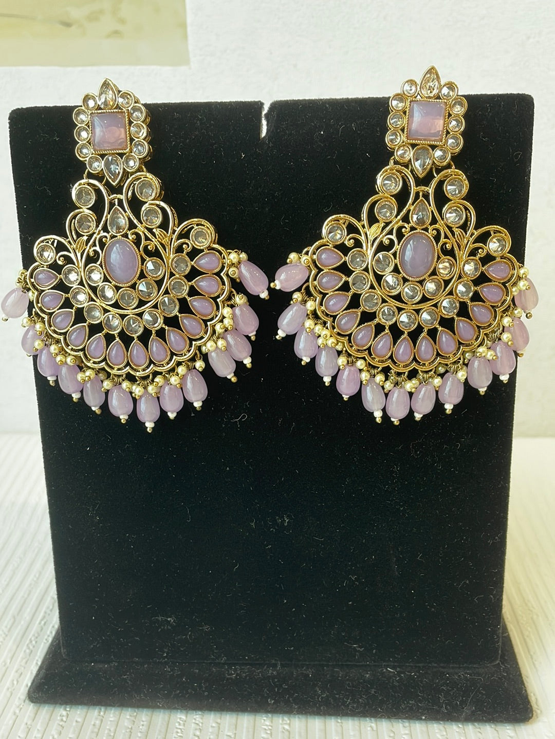 Long Faux Kundan Earrings