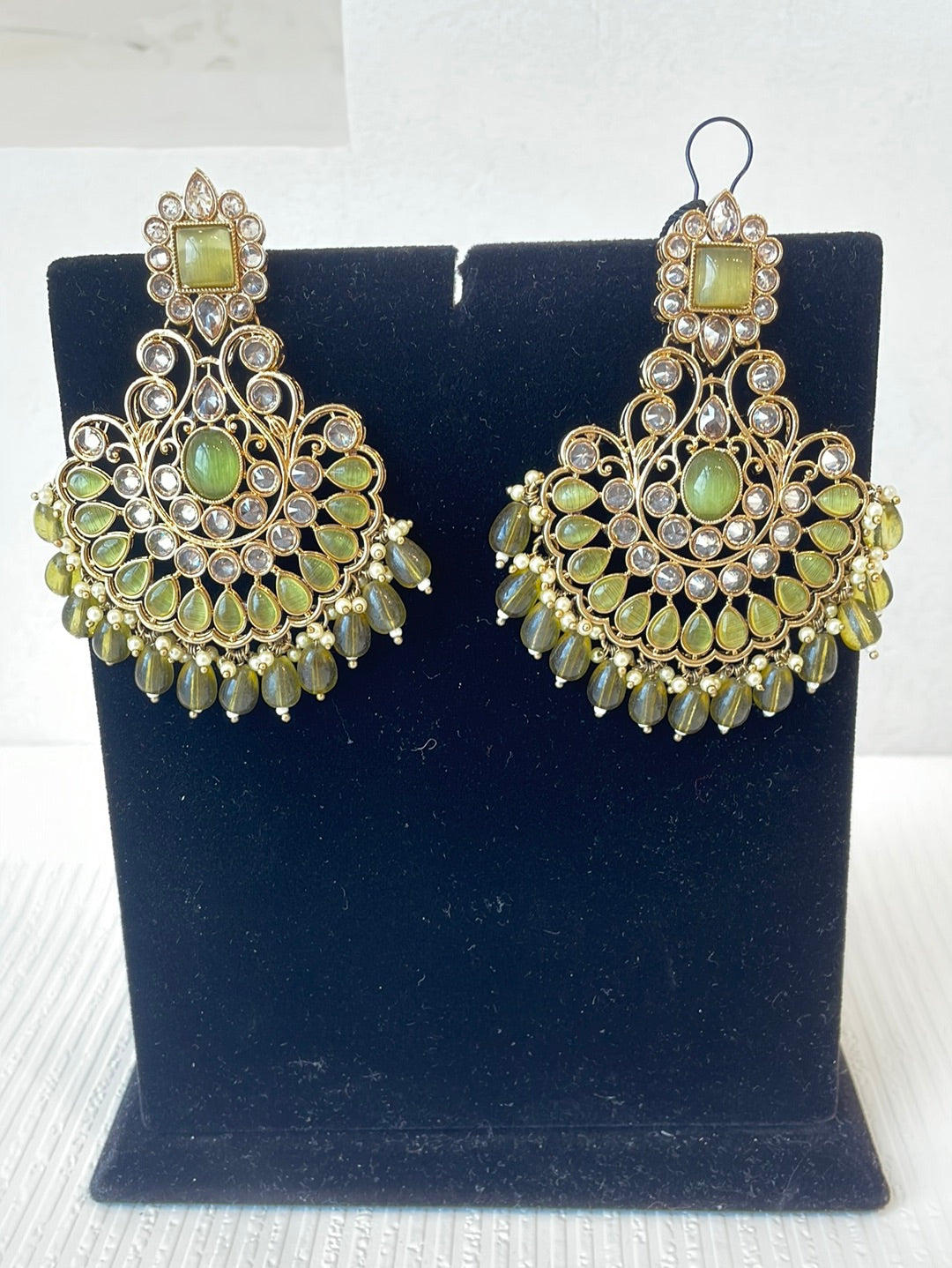 Long Faux Kundan Earrings