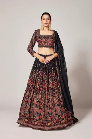 Thread Embroidery Lehenga Set