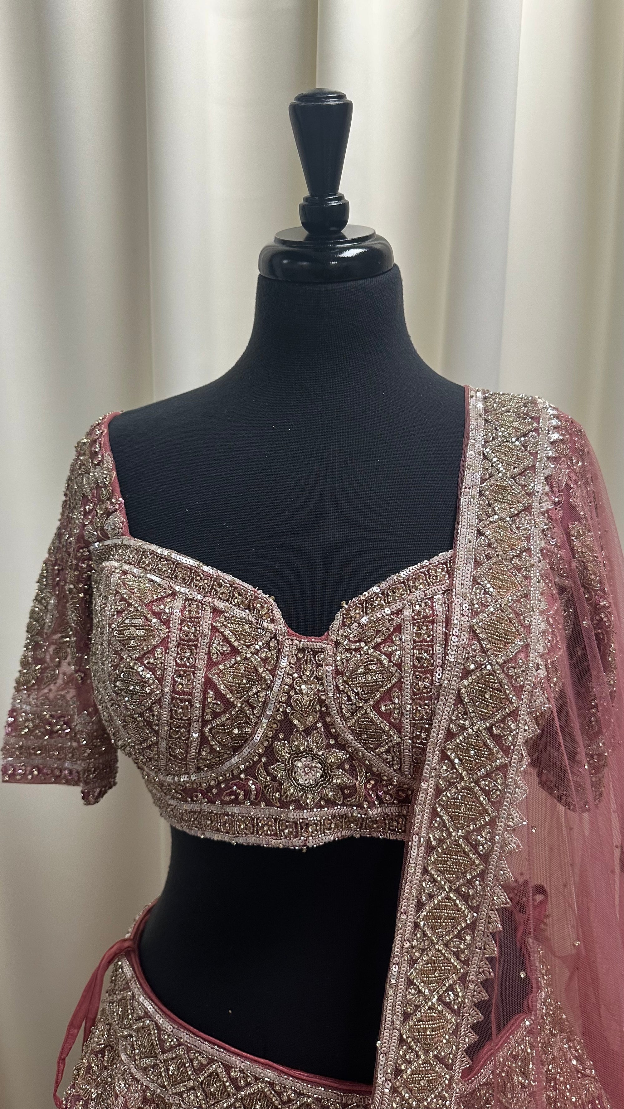 Charming Dusty Rose Lehenga with Half Sleeves