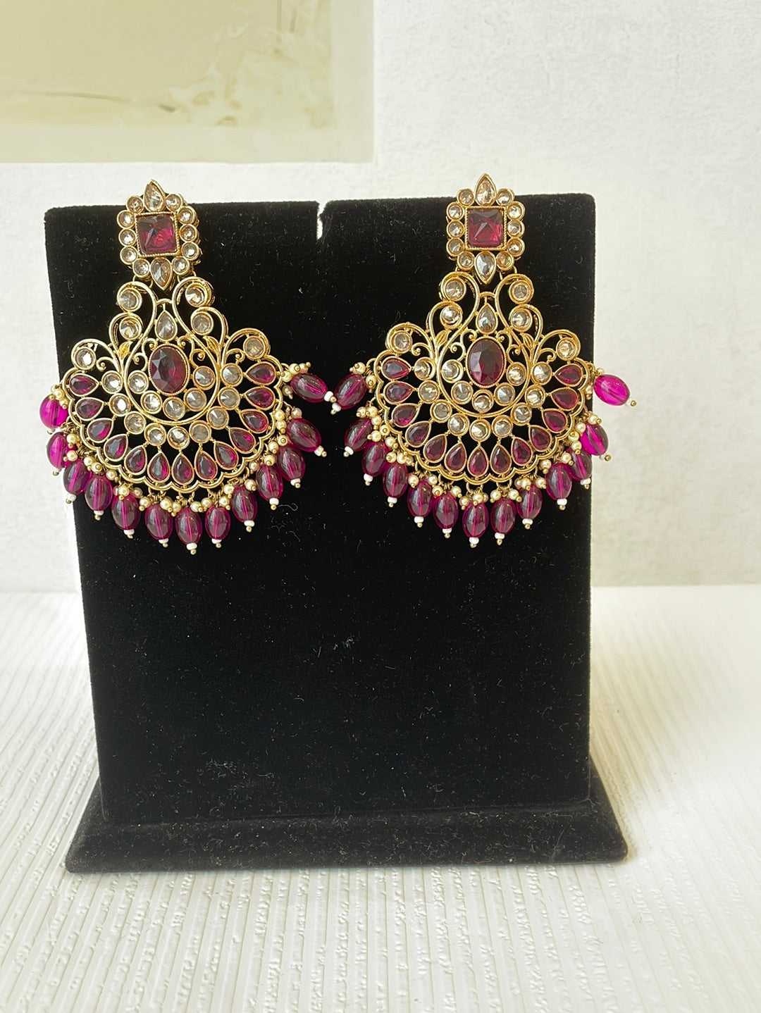 Long Faux Kundan Earrings