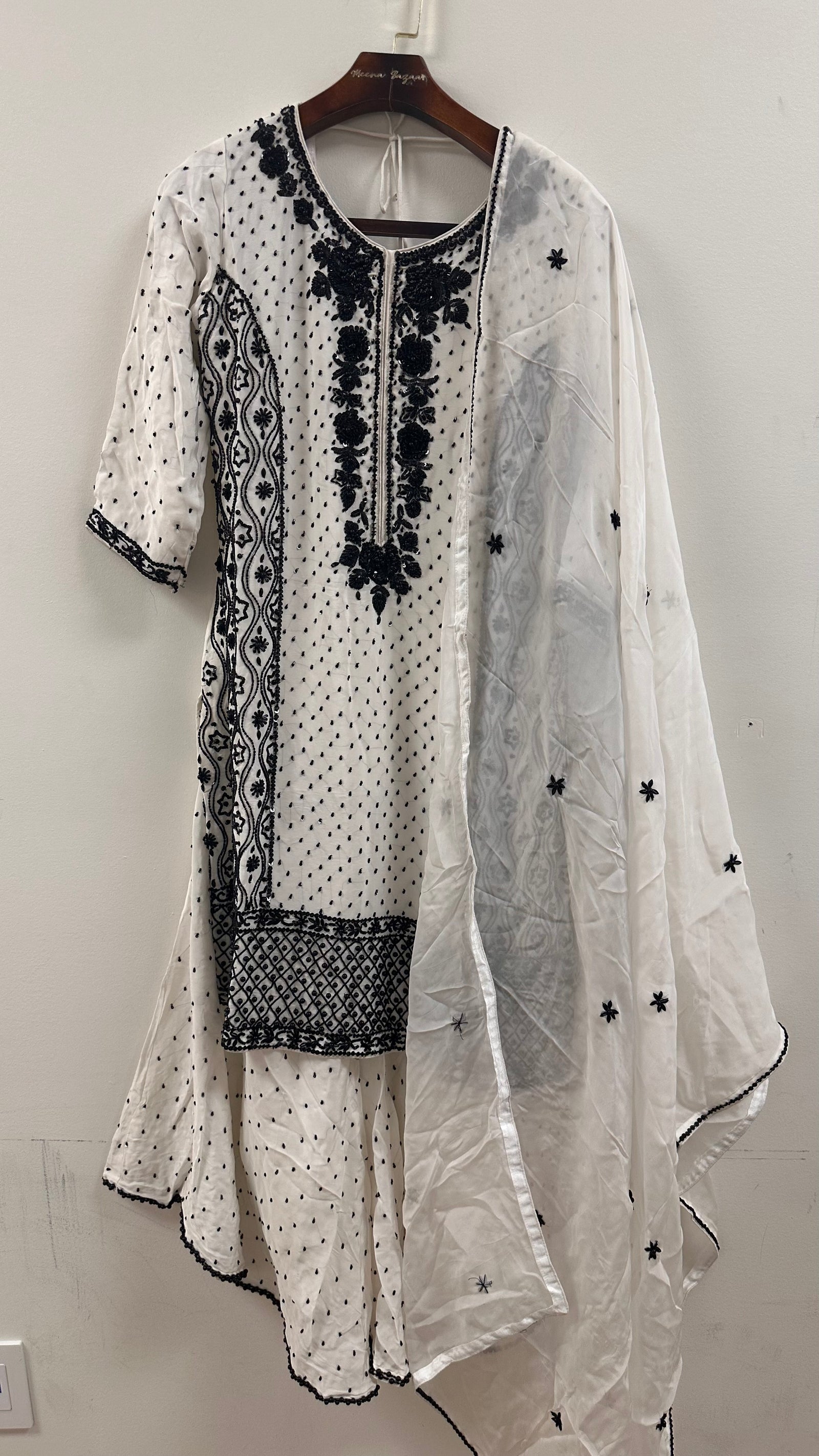 Black & White Embroidery Suit