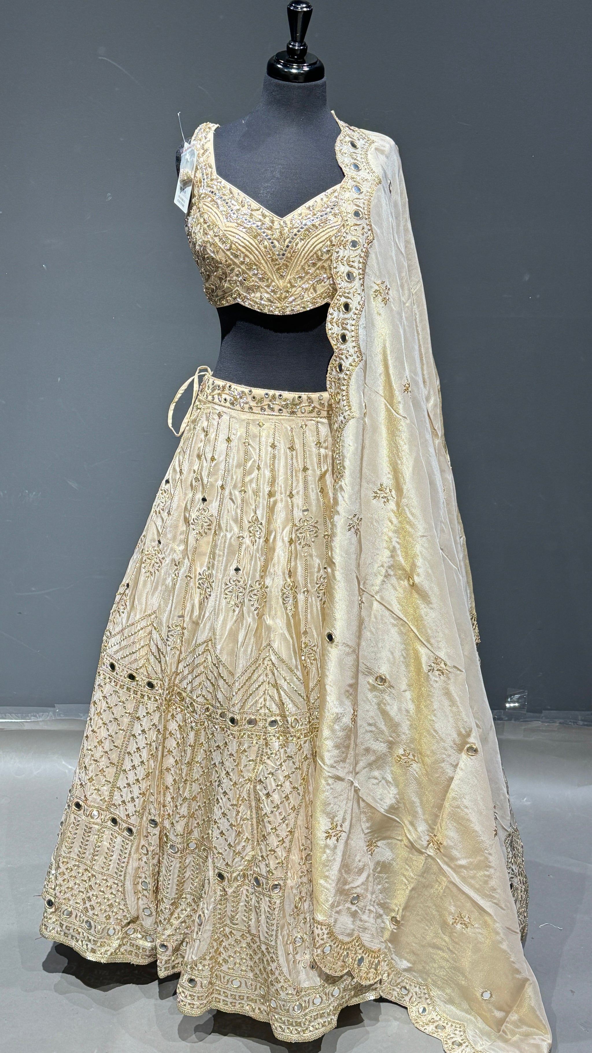 Sequin Handwork Lehenga with Cut Blouse & Pocket